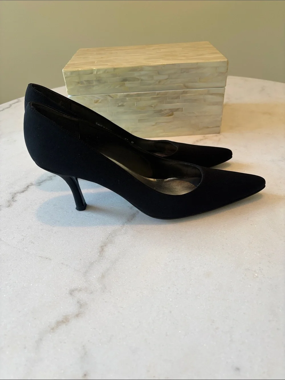Stuart Weitzman Black Pointed-Toe Pump